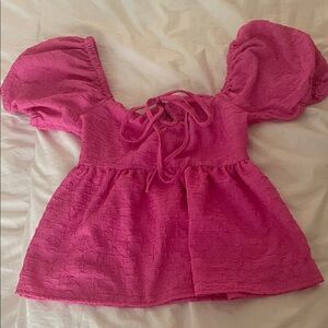 Pink Puff Sleeve Top